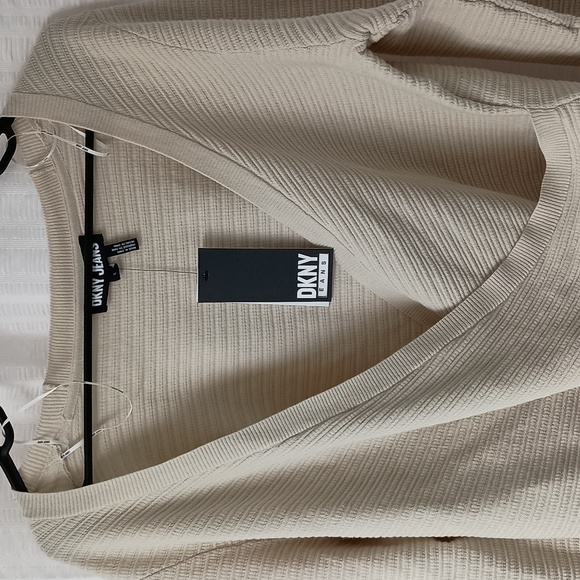 DKNY Jeans Long Sleeve Ribbed Wrap Sweater L - Picture 4 of 8